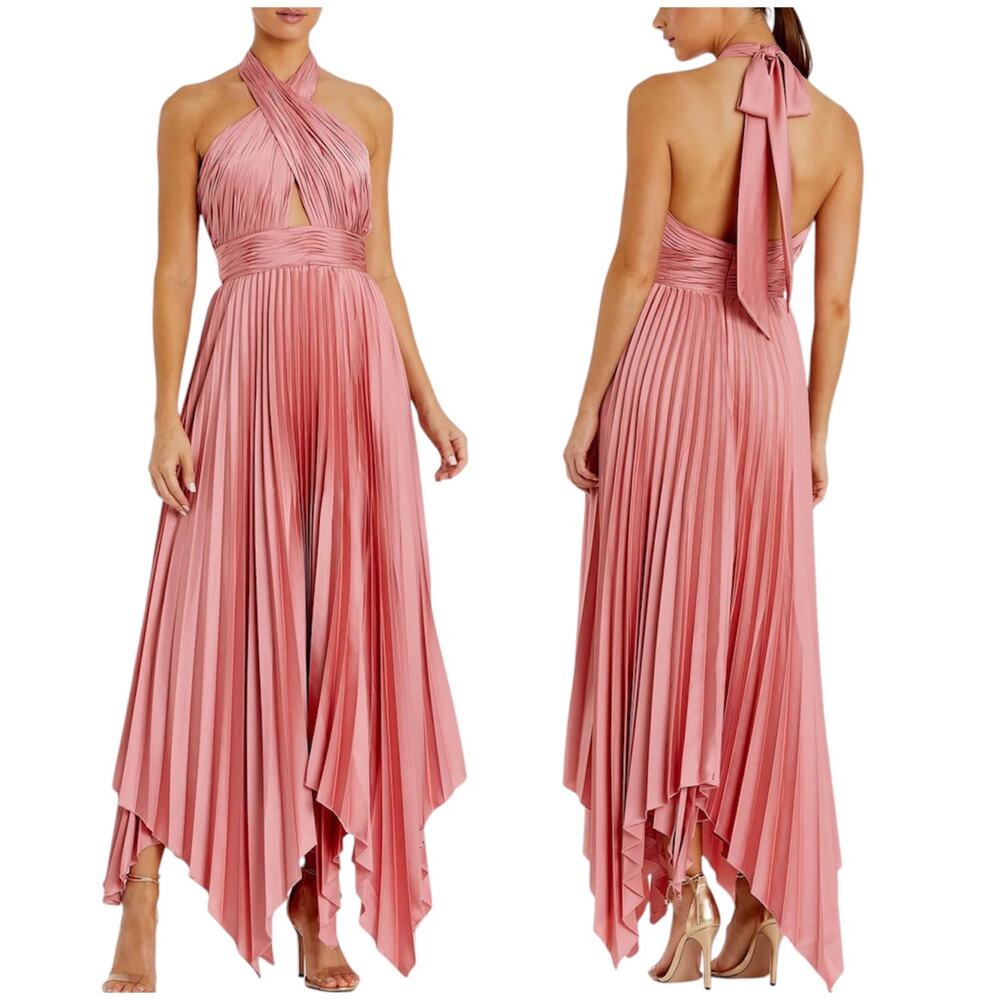 Elegant Pink Halter Maxi Dress